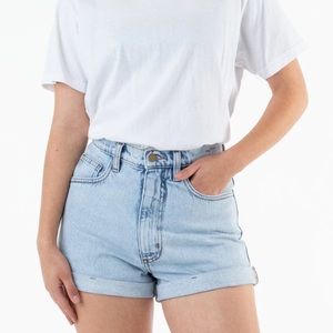 HIGH WAIST JEAN SHORTS WITH CUFFS